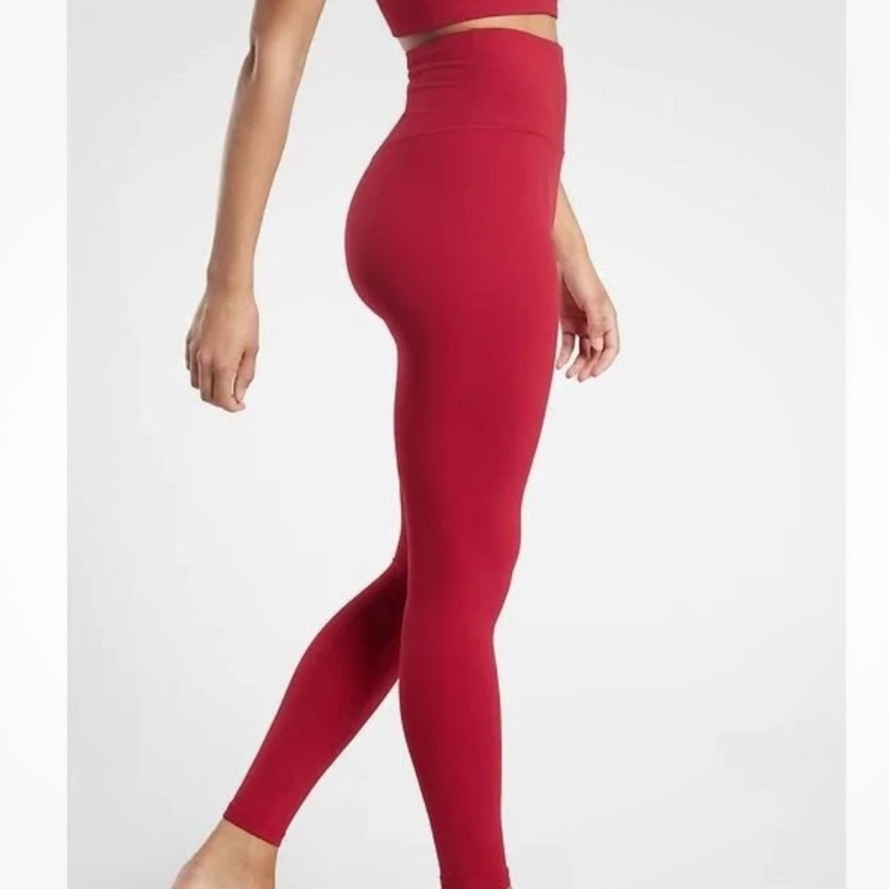 NWT Athleta Elation Candy Red High rise tight - hard to find!